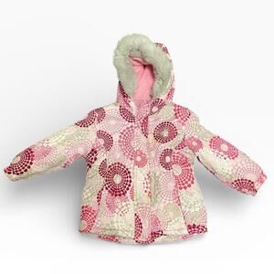 ZeroXposure Girl's Hooded Winter Coat 24 Months Pink Gray Lined Faux Fur